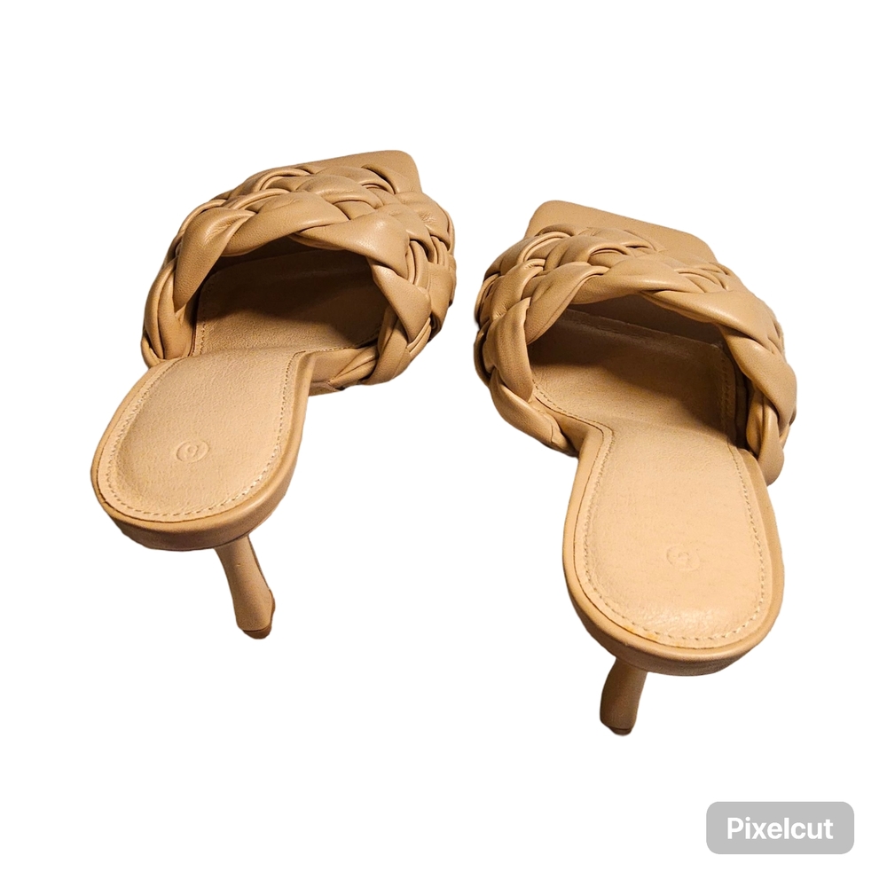 Preloved Size 5 Tan Braided open toe Heels - Picture 5 of 9
